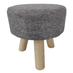 Ottoman Shoe Bench Small Round Gray Upholstered Stool Wooden Legs Accent 10 x 10